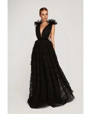 SAU LEE Sabrina Tulle Gown - Black