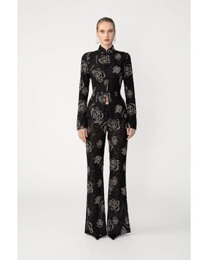 SAU LEE Azalea Embroidered Pant - Black