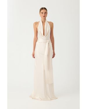 SAU LEE Sabina Satin Gown - Natural
