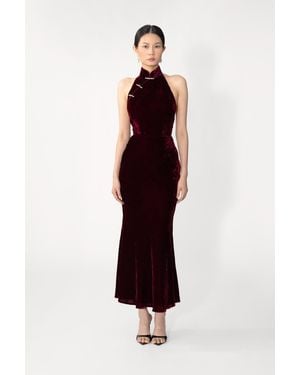 SAU LEE Ophelia Velvet Dress - Red