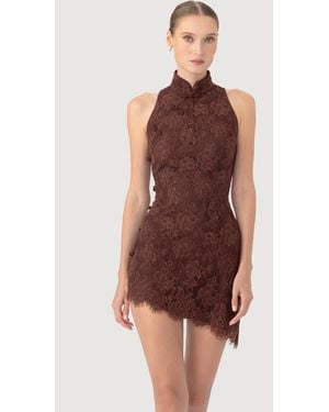 SAU LEE Silba Lace Mini Dress - Red