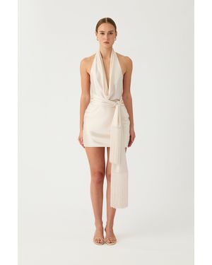 SAU LEE Solene Satin Mini Dress - Natural