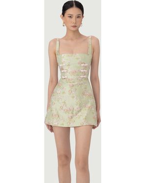 SAU LEE Antonia Brocade Mini Dress - Natural