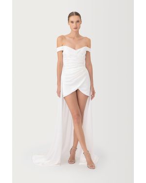 SAU LEE Penny Backless Satin Mini Dress in White | Lyst UK