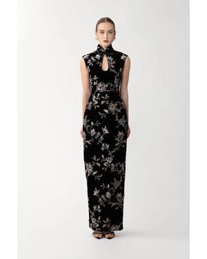 SAU LEE Liliana Velvet Dress - Black