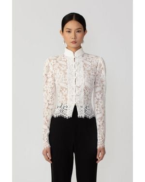 SAU LEE Roberta Lace Top - White