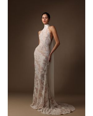 SAU LEE Andrea Lace Gown - Brown