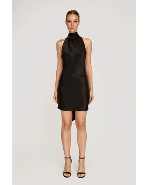 SAU LEE Penny Backless Satin Mini Dress - Black