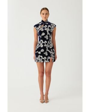 SAU LEE Devon Velvet Mini Dress - Multicolour