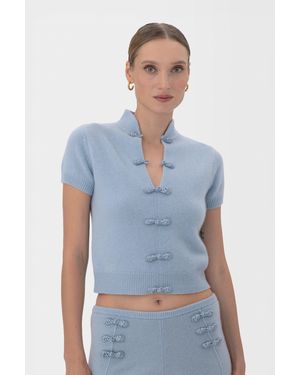 SAU LEE Aspen Cashmere Top - Blue