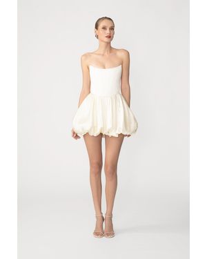 SAU LEE Lydia Satin Mini Dress - White