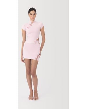 SAU LEE Chase Knit Skirt - Pink