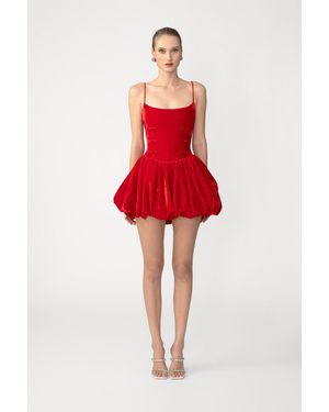 SAU LEE Miley Velvet Mini Dress - Red