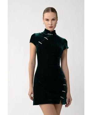 SAU LEE Ivy Velvet Mini Dress - Black