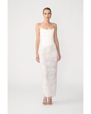 SAU LEE Arielle Embroidered Skirt - White