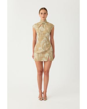 SAU LEE Devon Jacquard Mini Dress - Natural