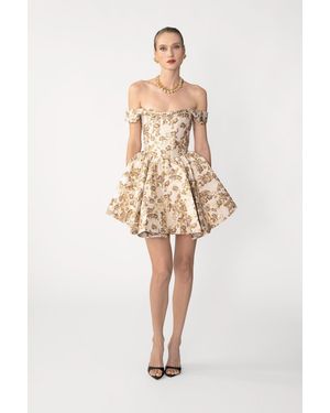 SAU LEE Jem Brocade Mini Dress - Natural