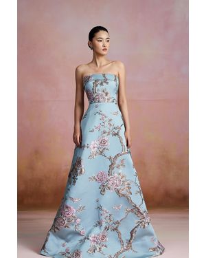 SAU LEE Jordana Brocade Gown - Blue