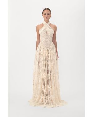 SAU LEE Hallie Lace Gown - Natural