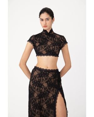 SAU LEE Mimi Lace Top - Black