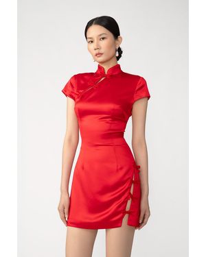 SAU LEE Tina Satin Mini Dress - Red