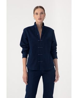 SAU LEE Bobbi Denim Shirt - Blue