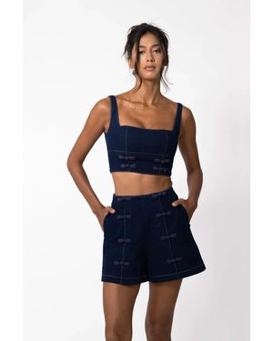 SAU LEE Bridgette Denim Top - Blue