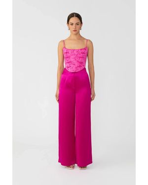 SAU LEE Padma Satin Pant - Pink