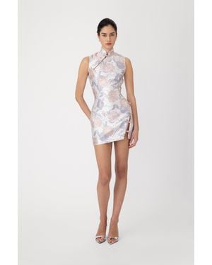 SAU LEE Ines Brocade Mini Dress - White