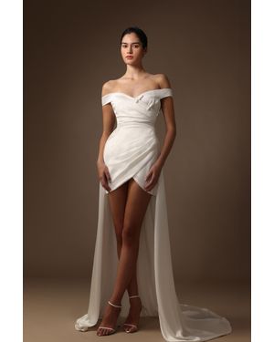 SAU LEE Vittoria Satin Mini Dress - Brown