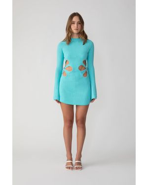 SAU LEE Dallas Knit Mini Dress - Blue