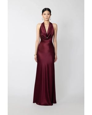 SAU LEE Pearl Satin Gown - Red