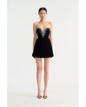 SAU LEE Liora Velvet Mini Dress - Black