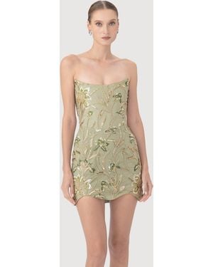 SAU LEE Saint Embellished Mini Dress - Green