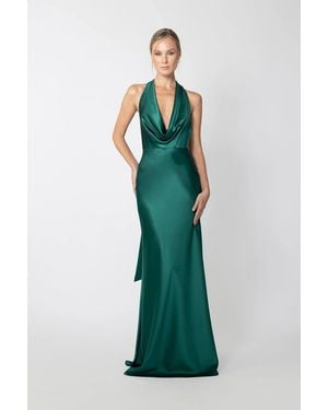 SAU LEE Pearl Satin Gown - Green