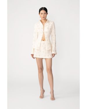 SAU LEE Aja Embroidered Skirt - Natural