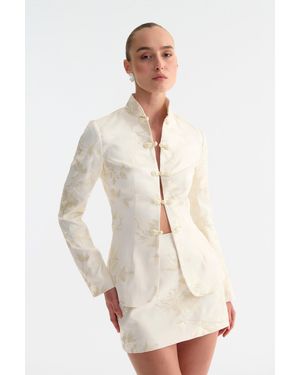 SAU LEE Roan Satin Tang Blazer - Natural