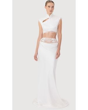 SAU LEE Lila Satin Skirt - White