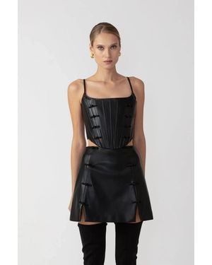 SAU LEE Nadia Faux Leather Corset Top - Multicolour