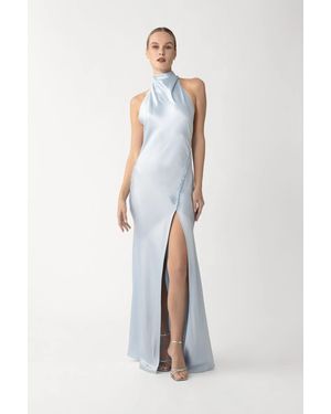 SAU LEE Penelope Backless Satin Gown - White