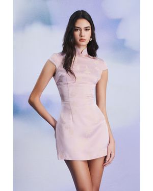 SAU LEE Cara Satin Jacquard Mini Dress - Pink