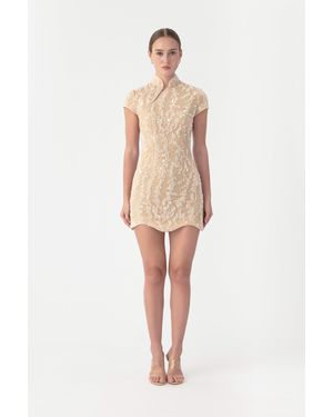 SAU LEE Lori Beaded Mini Dress - Natural
