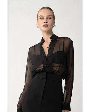 SAU LEE Fallon Silk Shirt - Black