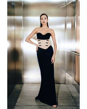 SAU LEE Manon Velvet Gown - Black