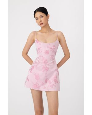 SAU LEE Andi Brocade Mini Dress - Pink