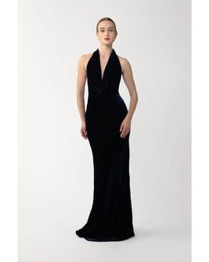 SAU LEE Pearl Velvet Gown - Black