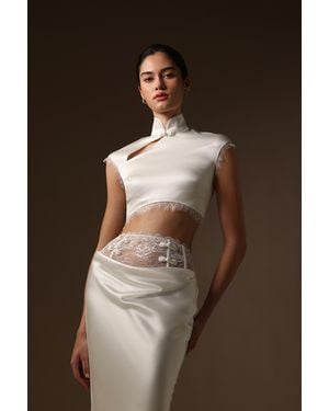 SAU LEE Lila Satin Top - Brown