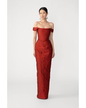 SAU LEE Joanna Jacquard Gown - Red