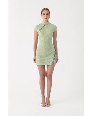 SAU LEE Jada Beaded Mini Dress - Green