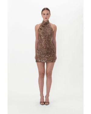 SAU LEE Jacqui Sequin Mini Dress - Natural